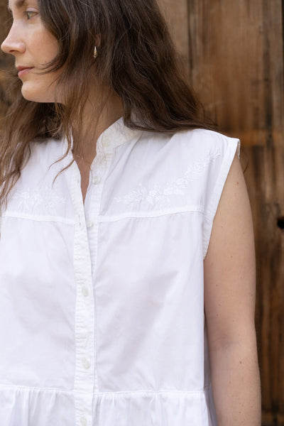 Embroidered Cotton Peplum Top