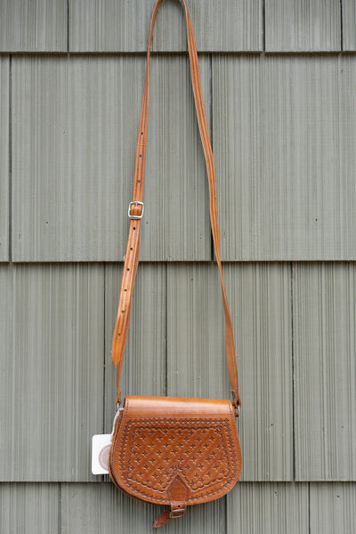 Tooled Leather Crossbody Bag