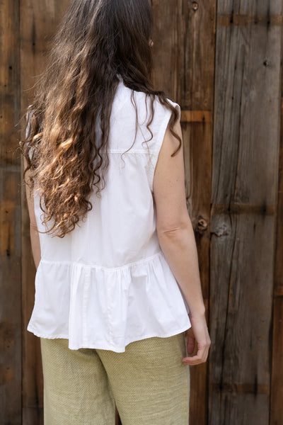 Embroidered Cotton Peplum Top