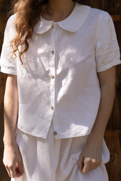 Petal Collar Linen Top