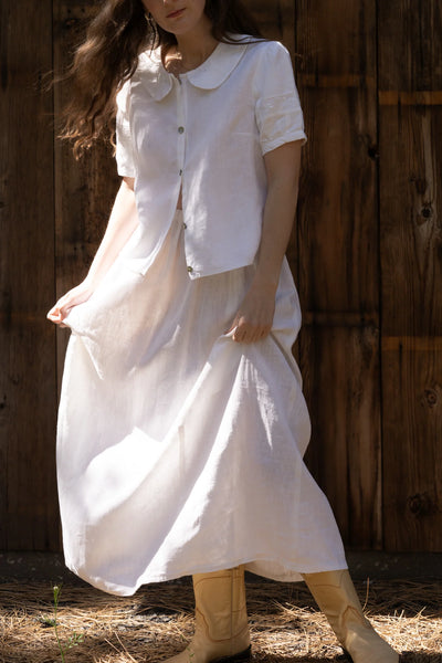 Petal Collar Linen Top