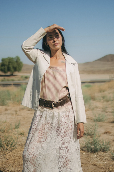 Bone Leather Blazer